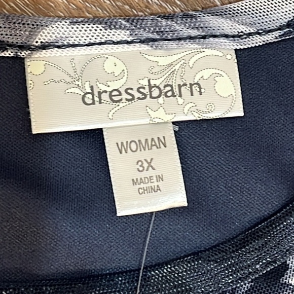 Dress Barn Women Size 3X Floral Micro Mesh Blue White Lined Cap Sleeve NWT - Picture 3 of 16